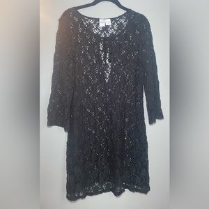 Beach Inc black lace swimsuit coverup XL